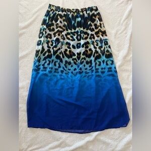 worthington | blue ocean cheetah wild cat patterned maxi skirt